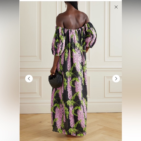 Bernadette Zaza Belted Off-the-shoulder Floral-print Linen Maxi Dress - Picture 3 of 5
